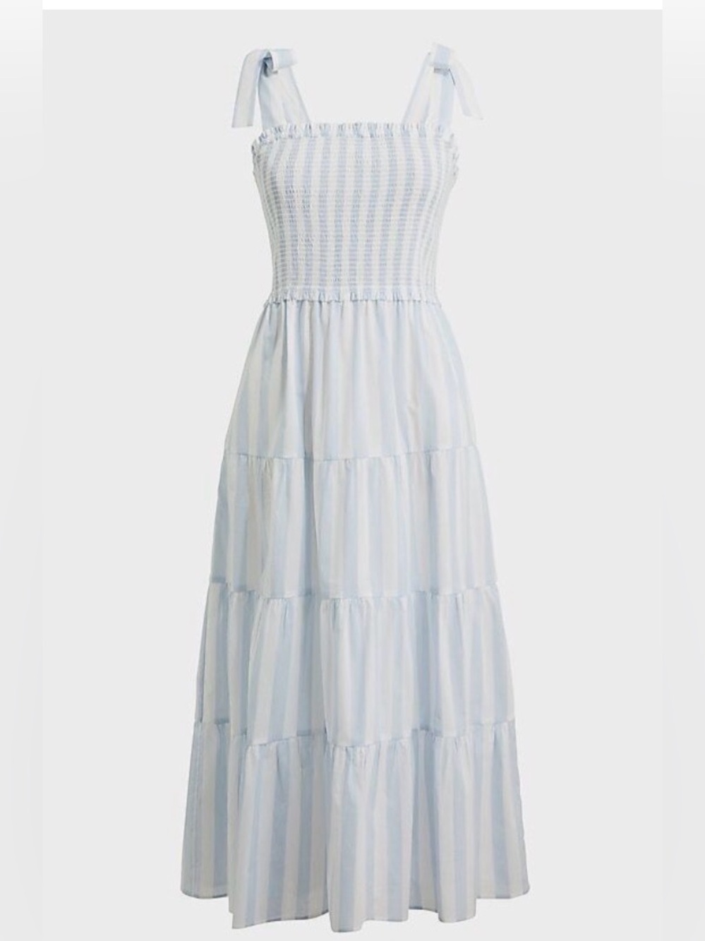 J. Crew Light Blue and White Striped Midi Dress